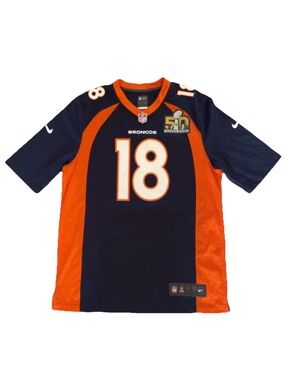 Peyton Manning Nike On Field SZ Large Denver Broncos Jersey Super Bowl 50 Patch